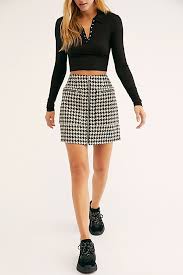 Black And White Houndstooth Skirt Structured Mini Skirt Mini Skirts Black And White Skirt Scottish Skirt