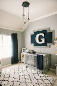 Use patterns of these colors on the walls and. Grayson S Modern Grey Navy And White Nursery Project Nursery Nursery Room Boy Nursery Wall Decor Boy Baby Boy Room Decor