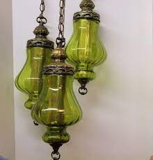 Vintage 3 Triple Globe Swag Light Lamp Moss Green Swag Light Lamp Light Lamp