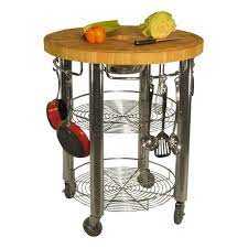 The butcher block top overhangs … the entire project is made from maple. Round Butcher Block Island Kitchen Awesome Round Solid Wood Boos Butcher Block Kitc Round Kitchen Island Butcher Block Island Kitchen Modern Round Kitchen