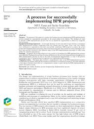 Pdf A Process For Successfully Implementing Bpr Projects