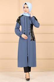 Modaselvim Kap Fermuarli Kapsonlu Kap 6022mm216 Indigo Muslim Fashion Fashion Islamic Dress