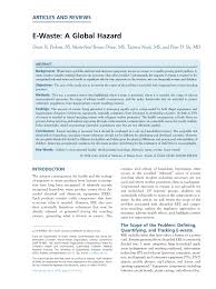 Pdf E Waste A Global Hazard