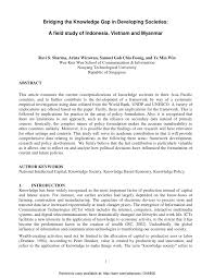 Pdf Bridging The Knowledge Gap In Developing Societies