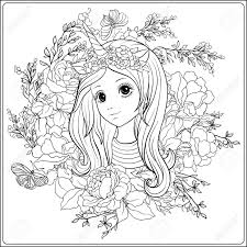 Download this running horse printable to entertain your child. Young Nice Girl In A Cap With A Unicorn Horn In The Garden Of Roses Outline Drawing Coloring Page Coloring Book For Adult Stock Vector Royalty Free Cliparts Vectors And Stock Illustration