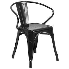 Black Metal Chair With Arms Ch 31270 Bk Gg Metal Chairs Black Metal Chairs Indoor Outdoor Chair