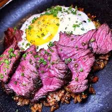 Breakfast Like A Boss Seared Steak And Eggs Over A Bed Kimchi Fried Rice Just Awesome Courtesy Jean Lee Je Kimchi Fried Rice Seared Steak Steak And Eggs