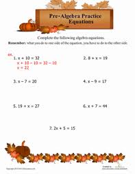 The videos, games, quizzes and worksheets make excellent materials for math teachers, math educators and parents. Pre Algebra Equations Worksheet Education Com