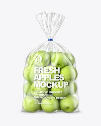 Plastic Bag With Green Apples Mockup In Bag Sack Mockups On Yellow Images Object Mockups