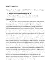Every interviewer is different and their exact questions may vary. For This Discussion You Will Reflect On Your Interview Experien Docx For This Discussion You Will Reflect On Your Interview Experience From Last Week Course Hero