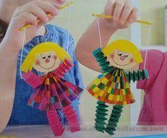Ipli Kuklalar Kollar Ve Bacaklar Kedi Merdiveni Elbisesi Akordeon Katlamadan Art For Kids Crafts Crafts For Kids