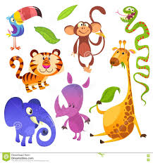 Caracteres Animales Tropicales De La Historieta Vector Lindo De Las Colecciones De Los Animales De La H Cartoon Jungle Animals Tropical Animals African Animals