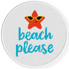 Pinterest is a great place to check out free and for sale cross stitch patterns. Beach Please Cross Stitch Pattern Daily Cross Stitch