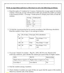 Students can also calculate cgpa by merely dividing their total score of grade points for all subjects throughout their semesters by the total number of credit hours attended. Write An Algorithm And Draw A Flowchart To Solve The Chegg Com