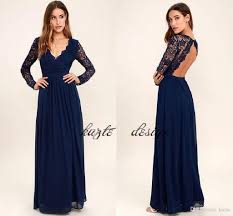 Navy Blue Lace Chiffon Country Long Bridesmaid Dresses With Sleeves 2018 C Country Bridesmaid Dresses Bridesmaid Dresses With Sleeves Bridesmaid Dresses Online