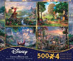 Your favorite disney movies come to life with these puzzles. Fantasia Lady The Tramp Tangled Winnie The Pooh 4 In 1 500 Piece Puzzles Thomas Kinkade Disney Collection Ceaco
