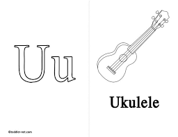 A fun ukulele colouring sheet! Free Printable Letter U Flashcard And Worksheet