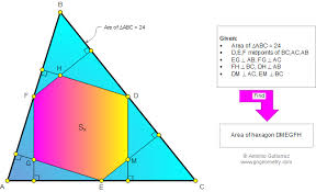 Geometry Problem 880 Triangle Midpoints Sides Perpendiculars Hexagon Area Level High School Honors Geome Mathematics Education Online Math Math Videos