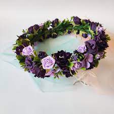 Purple Eggplant Green Flower Crown Purple Wedding Crown Purple Etsy Dark Purple Wedding Purple Wedding Dark Purple Flowers