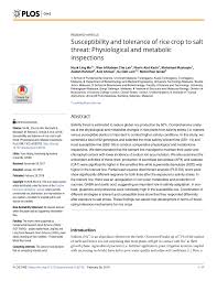 Maybe you would like to learn more about one of these? Pdf Susceptibility And Tolerance Of Rice Crop To Salt Threat Physiological And Metabolic Inspections