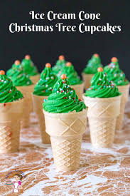 Christmas baking & dessert recipes. Ice Cream Cone Christmas Tree Cupcakes Veena Azmanov