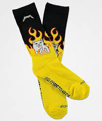 Black And Yellow Socks Ripndip Welcome To Heck Black Yellow Crew Socks Crew Socks Black N Yellow Socks