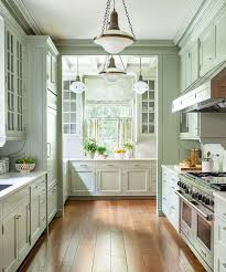 Fabulous Mint Green Kitchen With Great Vintage Style Lighting Kitchen Inspiration Design Green Kitchen Cabinets Kitchen Inspirations