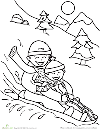Sledding Worksheet Education Com Coloring Pages People Coloring Pages Coloring Sheets