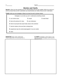 Monitor And Clarify Worksheets Teaching Resources Tpt