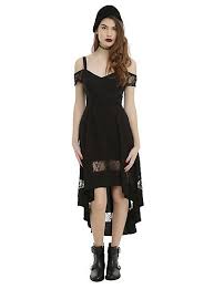 Royal Bones By Tripp Black Cold Shoulder Hi Low Dress Hi Low Dresses Lace Dress With Sleeves Mullet Dress
