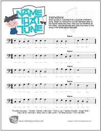 G oblins b ring d eath f or a ll Name That Tune Music Theory Worksheet Bass Clef Note Names