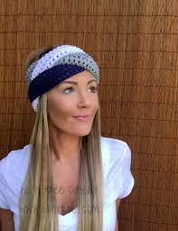 Dallas Cowboys Navy Blue White Grey Braid Head Wrap Hair Accessory Band Earwarmer Fall Texas Gray Headband F Crochet Headband Cowboy Crochet Crochet Ear Warmer