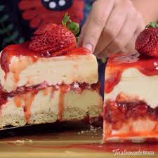 White Chocolate Strawberry Cheesecake Video Recipe Video Strawberry Cheesecake Recipe Desserts Cheesecake Recipes