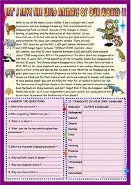 Dinosaurs, mammoths, and quagga are a few of the most popular extinct animals which used to exist on the planet earth a very long time ago. English Esl Endangered Animals Worksheets Most Downloaded 32 Results