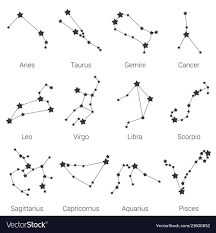 12 Zodiac Signs Constellations Isolated Set Vector Image On Vectorstock Taurus Tattoos Sagittarius Tattoo Zodiac Tattoos