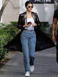 Stylish Kendall Jenner Brown Genuine Leather Coat Film Star Look Kendall Jenner Outfits Fashion Style