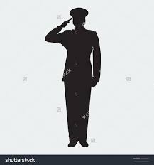 Illustrated Army General Silhouette With Hand Gesture Saluting Vector Military Man Veterans Day Design Element Army Drawing Silhouette Illustration