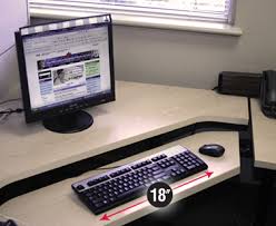 In between the two sides is a sliding keyboard tray, and it has a finished back that lets you arrange the desk anywhere in your office. Computer Mouse Location Beside Keyboard Osh Answers