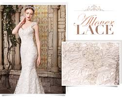 Elegant tulle sweetheart neckline natural waistline sheath wedding dress with beaded lace appliques. Dressilyme The Romance Of Lace Wedding Gowns Milled