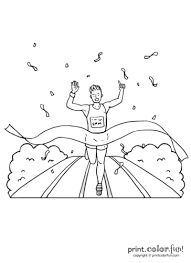 Runner Crossing The Race Finish Line Coloring Page Print Color Fun Coloring Pages Finish Line It Is Finished