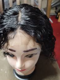 Curly body wave wig 100% human hair.