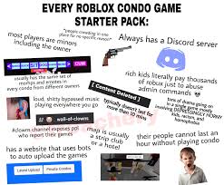 every roblox condo game starterpack coming from someone who plays them :  rGoCommitDie