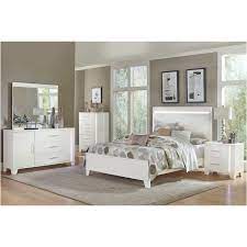 Button tufted design white upholstered headboard bed. Kerren Panel Bedroom Set W Led Lighting By Homelegance Furniturepick