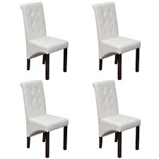 4 Piece Faux Leather Upholstered Dining Room Chairs Set Tufted For Tables White 252 59end Date J Faux Leather Dining Chairs Dining Chairs Side Chairs Dining