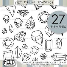 Black And White Gemstone Drawing Instant Download Digital Clip Art Diamond And Gemstone Doodle Clip Art Set 100 Original Hand Drawn And Design By Ne Clip Art How To Draw Hands Diamond Drawing