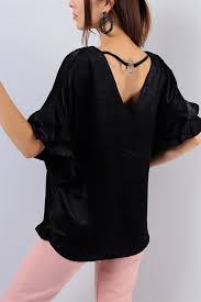 19 95 Tl Sirt Halka Detayli Siyah Bluz 16861b Modamizbir Siyah Bluz Bluz Siyah