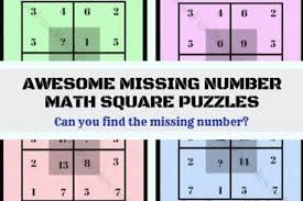 Each square is divided into cells, and the rules require that the sum of any row, column or … Awesome Missing Number Math Square Puzzles With Answers
