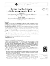Pdf Power And Hegemony Within A Community Festival