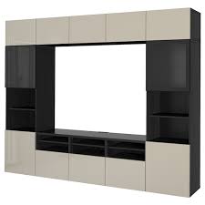 Discreetly tuck away your electronics with the luxury look of tv cabinets with doors. Besta Black Brown Selsviken High Gloss Beige Clear Glass Tv Storage Combination Glass Doors 300x40x230 Cm Shop Here Ikea