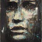 Original Contemporary Art Brut Dark Raw Art Expressionist Mixed Media  Painting